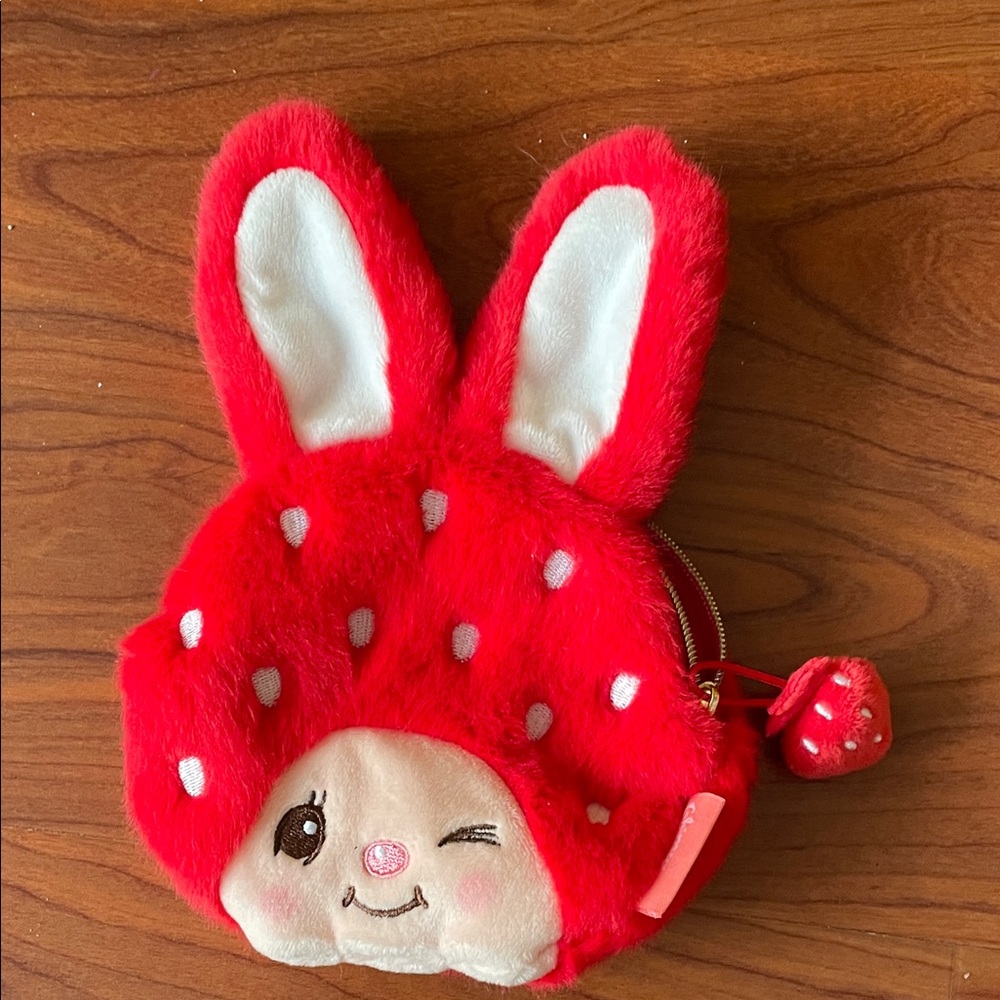 Strawberry monchichi plush pouch
